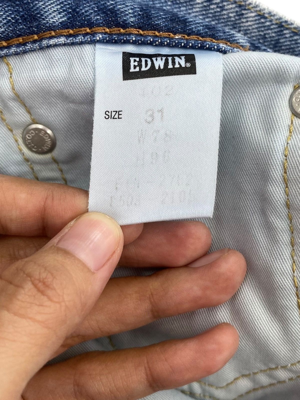 Edwin Edwin Blue Faded Wash Style Loose Straight Cut Jeans Size US 30 / EU 46 - 10 Thumbnail