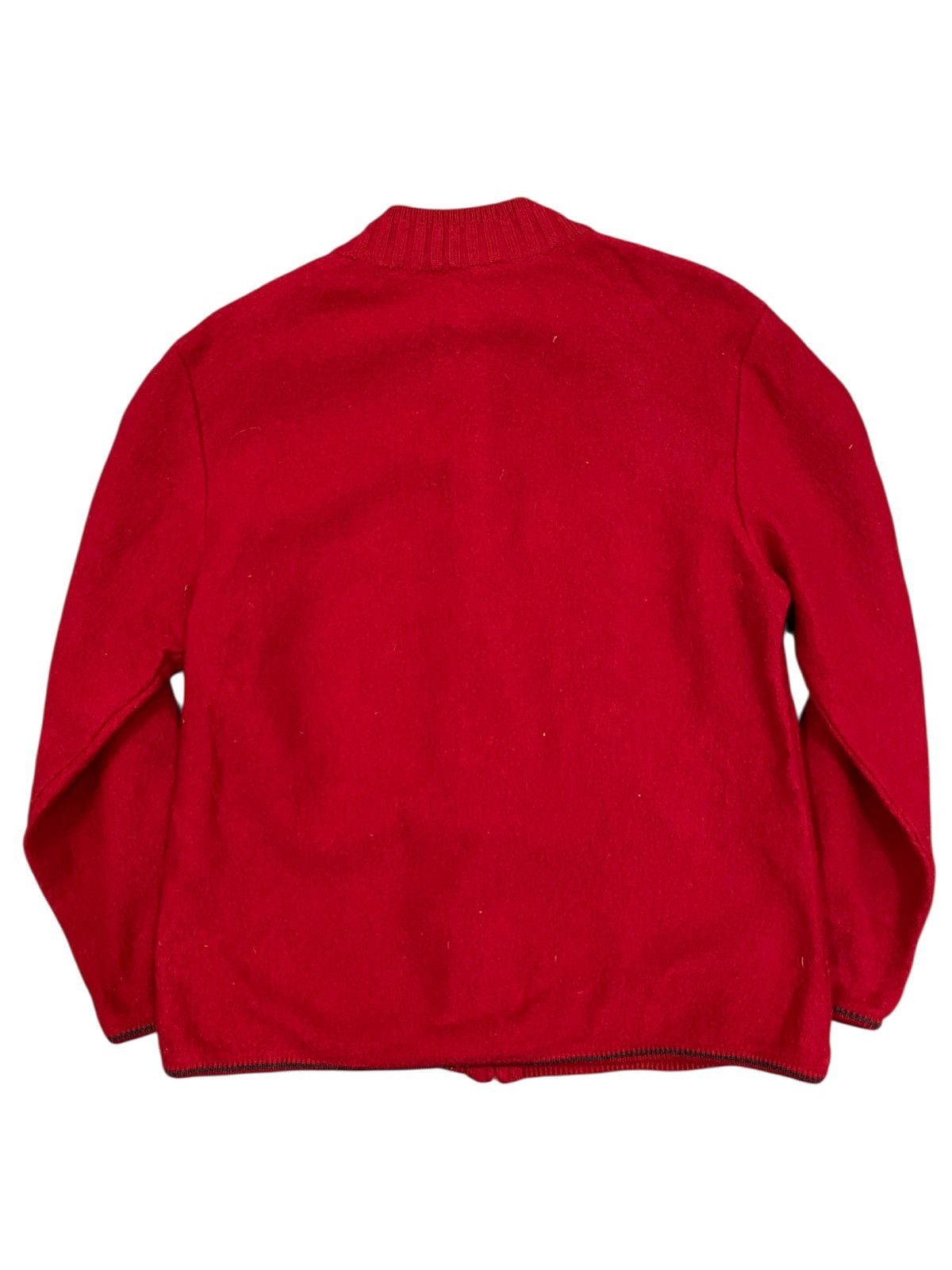 Vintage Vintage Red Wool FullZip Cardigan Black Maple Leaf Appliqués Size US M / EU 48-50 / 2 - 2 Thumbnail