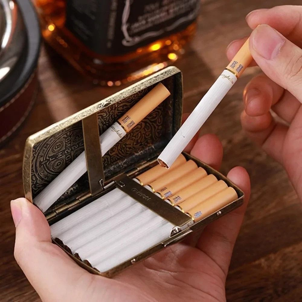 Other Cigarette Box Storage Case Portable Retro Bronze Gift Size ONE SIZE - 4 Thumbnail
