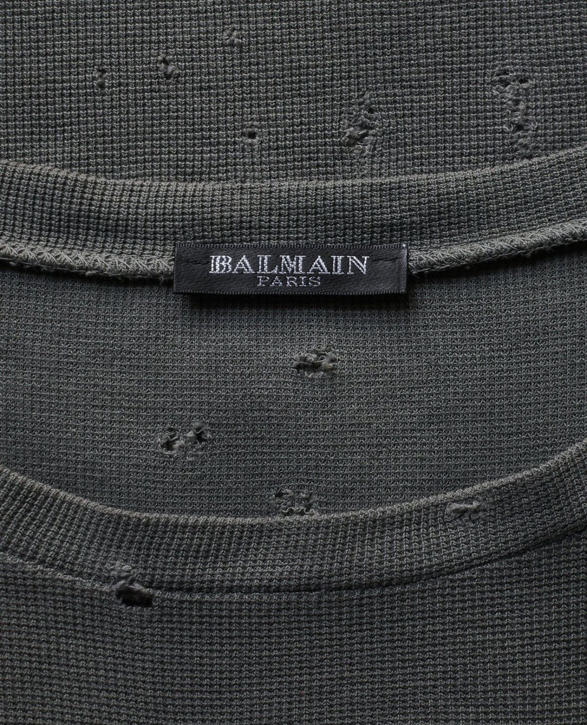 Balmain SS10 Distressed Thermal Bullet Tee - Christophe Decarnin Size US XL / EU 56 / 4 - 2 Thumbnail