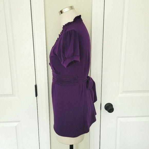 Other Bella Matto Short Slv Ruffle Trim Ruched Tie-Back Top Spring Size S / US 4 / IT 40 - 5 Thumbnail