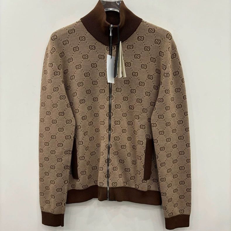 Gucci Gucci SS20 double G jacquad knitted bomber jacket