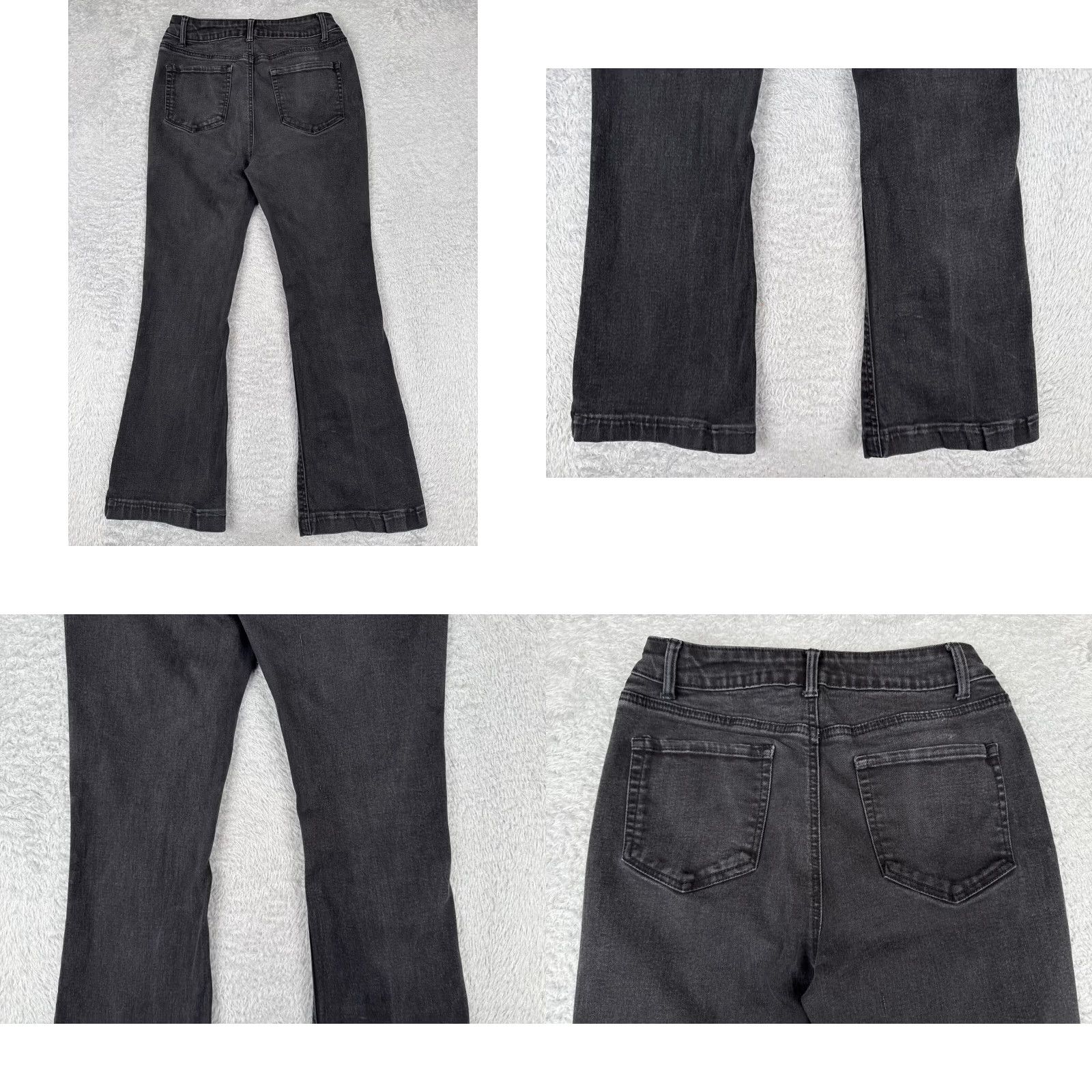 Vintage Wax Jeans Jeans Flared 27x27 Black Denim Juniors 9 High Rise Distressed Cotton Blend Pocket 5-Pocket Womens Mens Girls Size 30" / US 8 / IT 44 - 10 Thumbnail