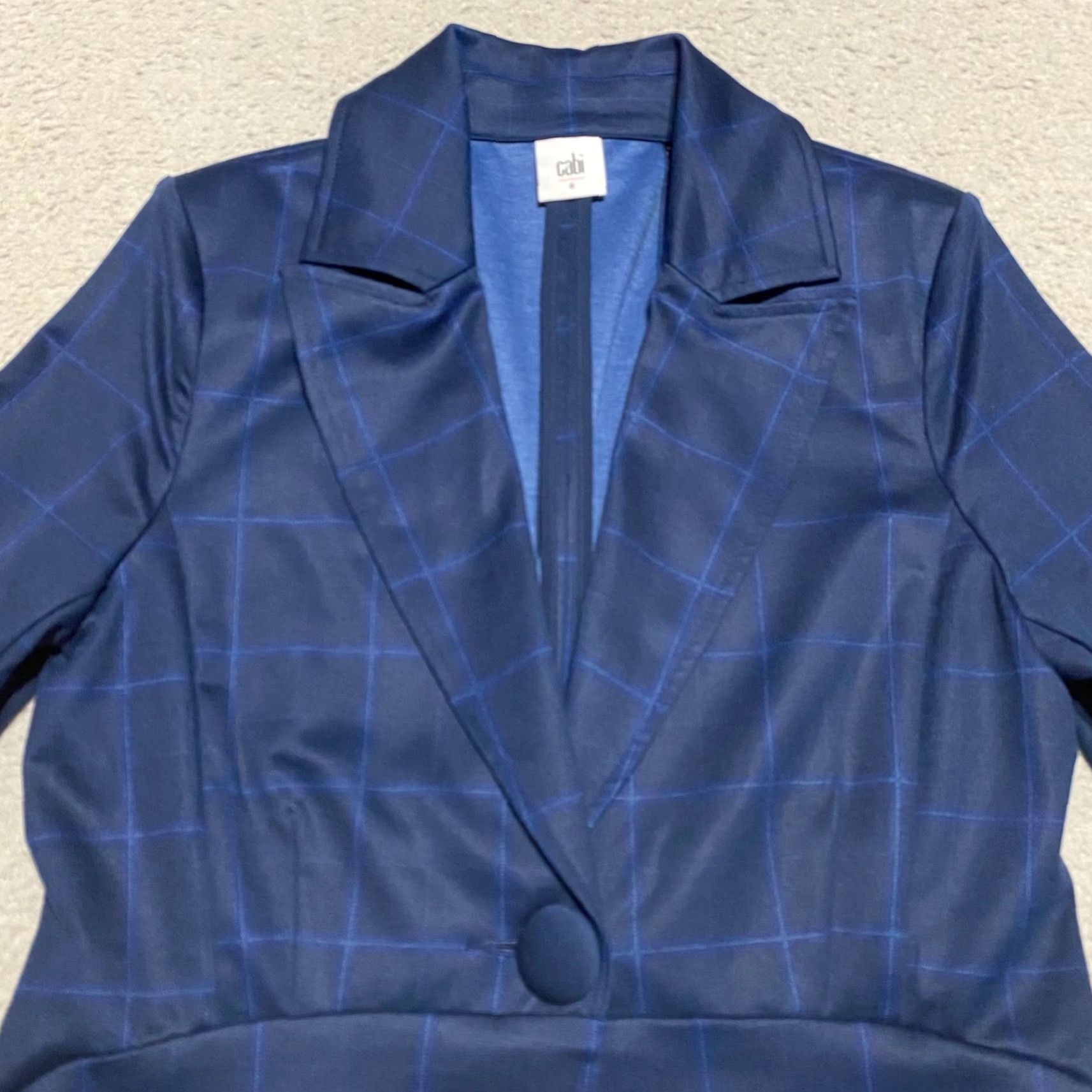 Vintage CAbi Womens Blazer 6 Blue Plaid Windowpane 1 Button Lightweight Size M / US 6-8 / IT 42-44 - 6 Thumbnail