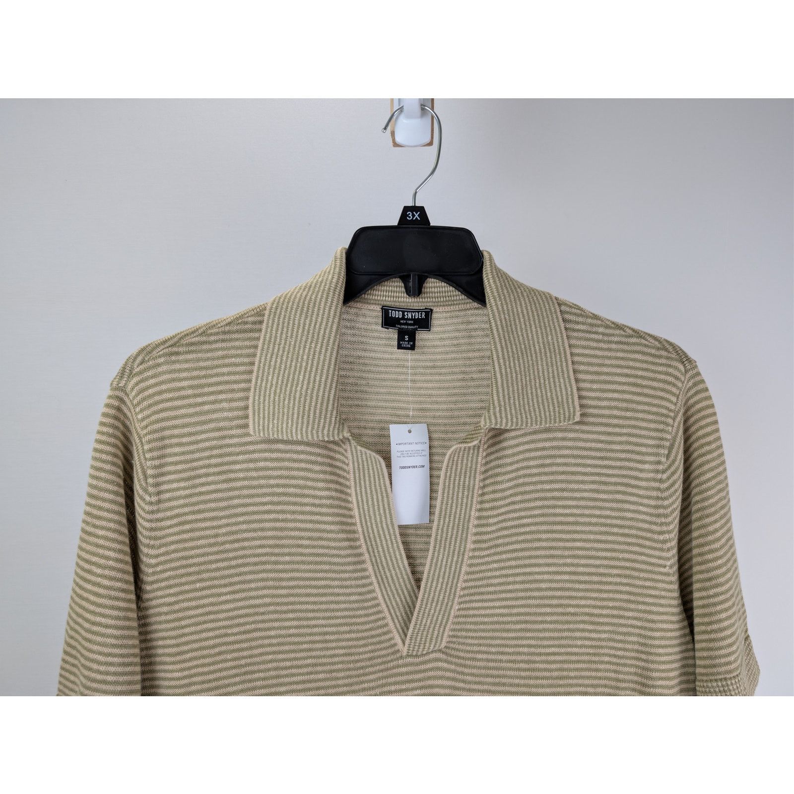 Todd Snyder o1rshd1 CC20 Relaxed Linen Stripe Montauk Polo Shirt Beige Size US S / EU 44-46 / 1 - 3 Thumbnail