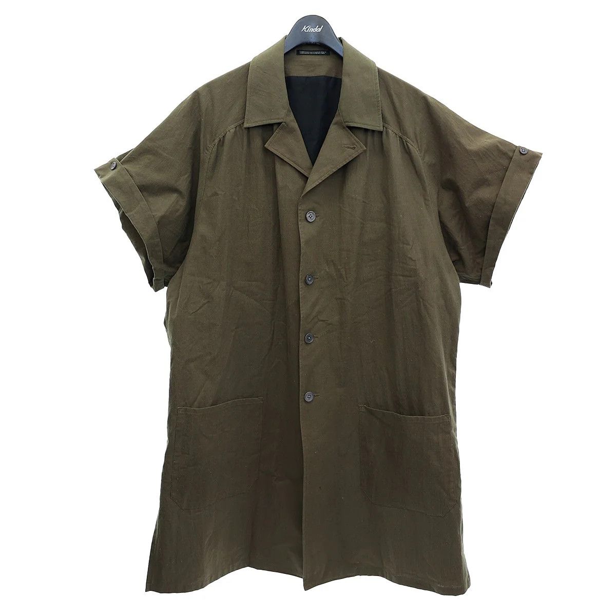 image of Yohji Yamamoto Back Print Long Shirt in Khaki, Men's (Size Large)