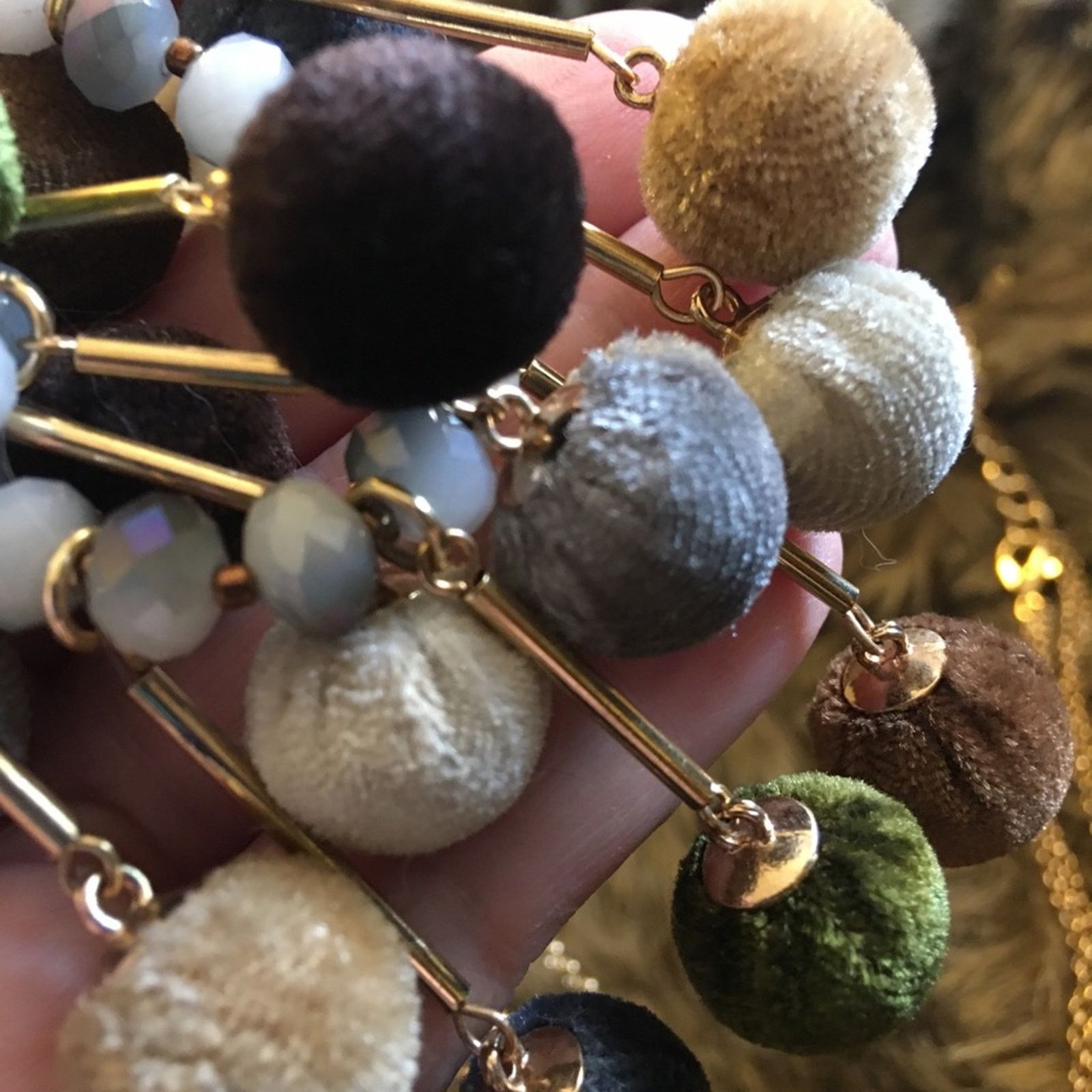 Vintage Vintage Vida layered Pom Pom crystal long necklace Size ONE SIZE - 8 Thumbnail