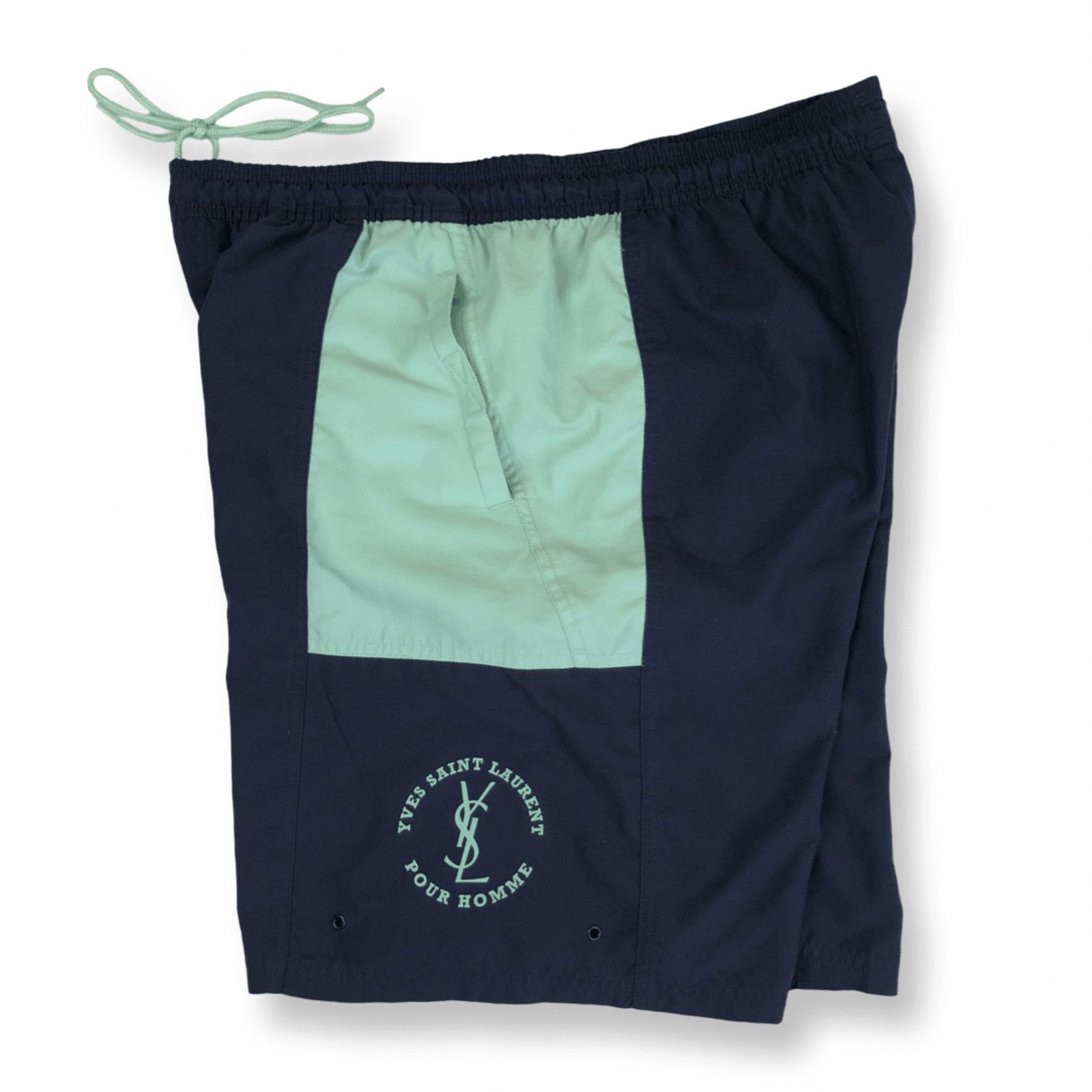 Vintage × Ysl Pour Homme × Yves Saint Laurent YSL Logo Swim Shorts 