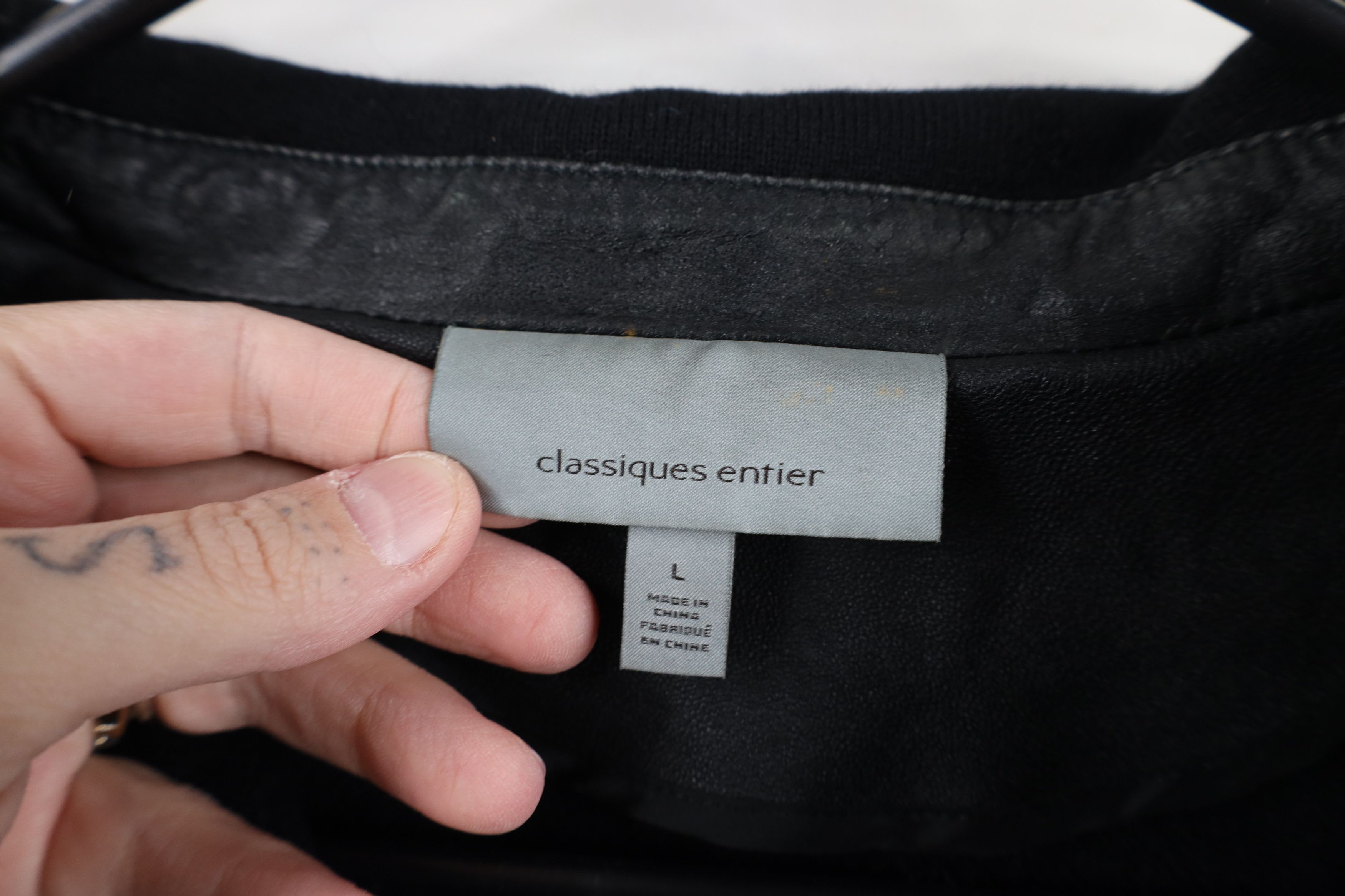 Vintage Classiques Entier Wool Knit Leather Jacket Swacket Black Size L / US 10 / IT 46 - 9 Thumbnail