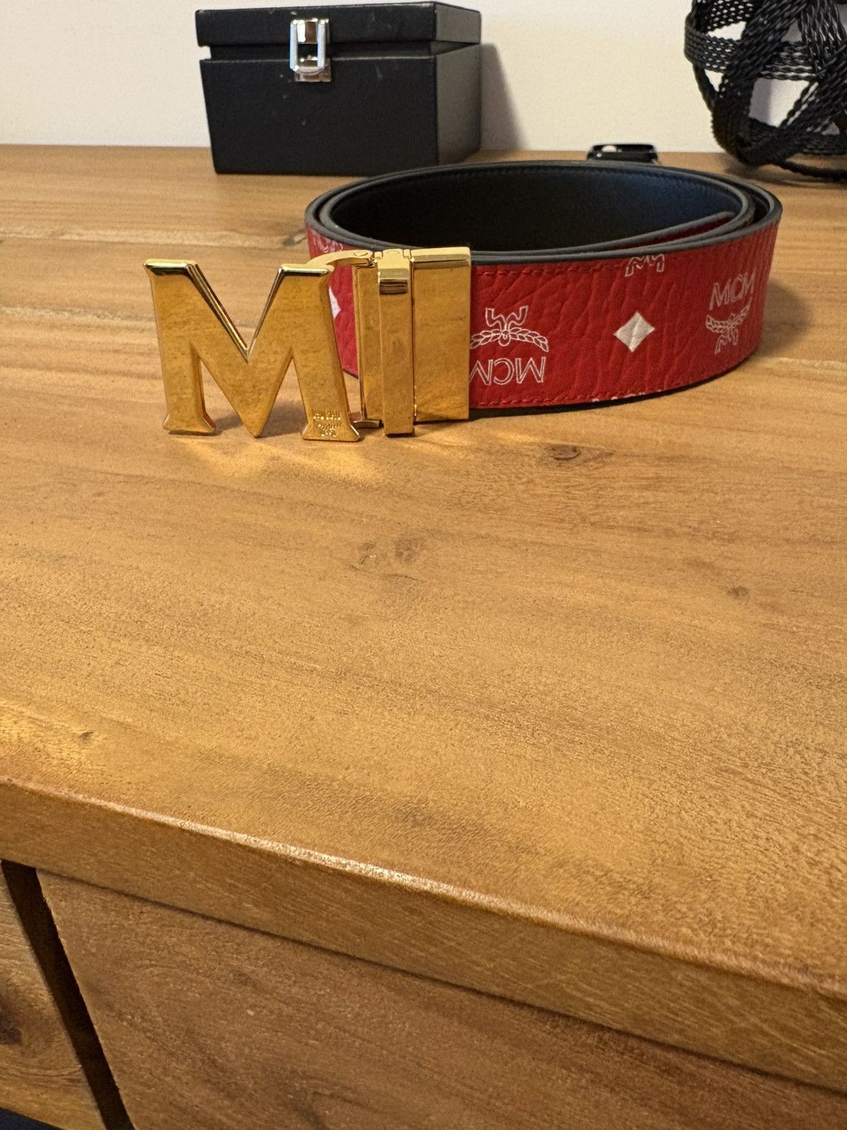 MCM MCM White Reversible Belt Gold Buckle | Grailed