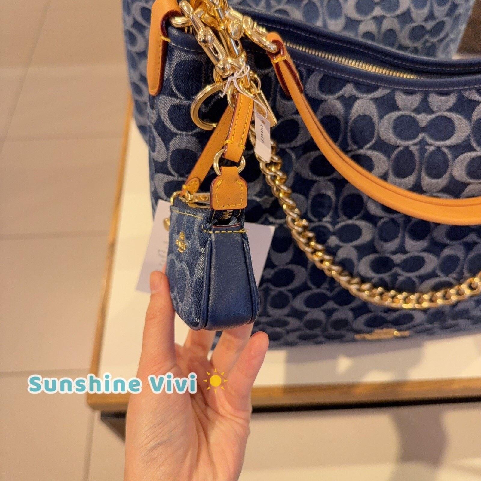 Coach NWT Coach CZ085 Mini Nolita Bag Charm Signature Denim Size ONE SIZE - 3 Thumbnail
