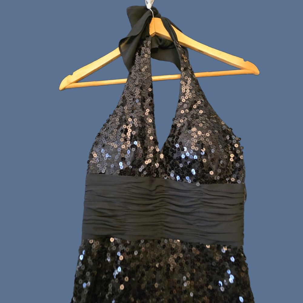 White House Black Market White House Black Market Dress Womens 0 Black  Sequin Halter Ruched Mini Party Roaring White House Black Market Dress |  Grailed