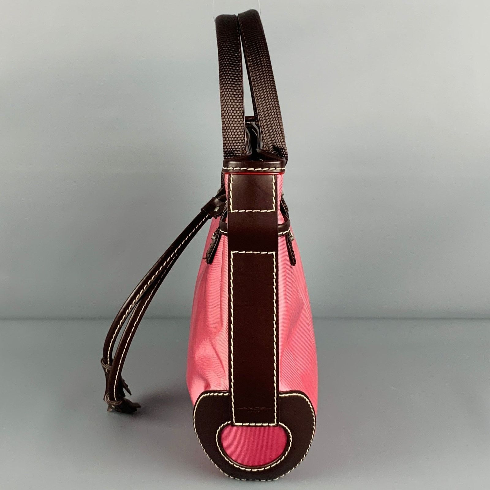 Lancel LANCEL Pink Brown Leather Trim Nylon Mini Handbag Size ONE SIZE - 4 Thumbnail
