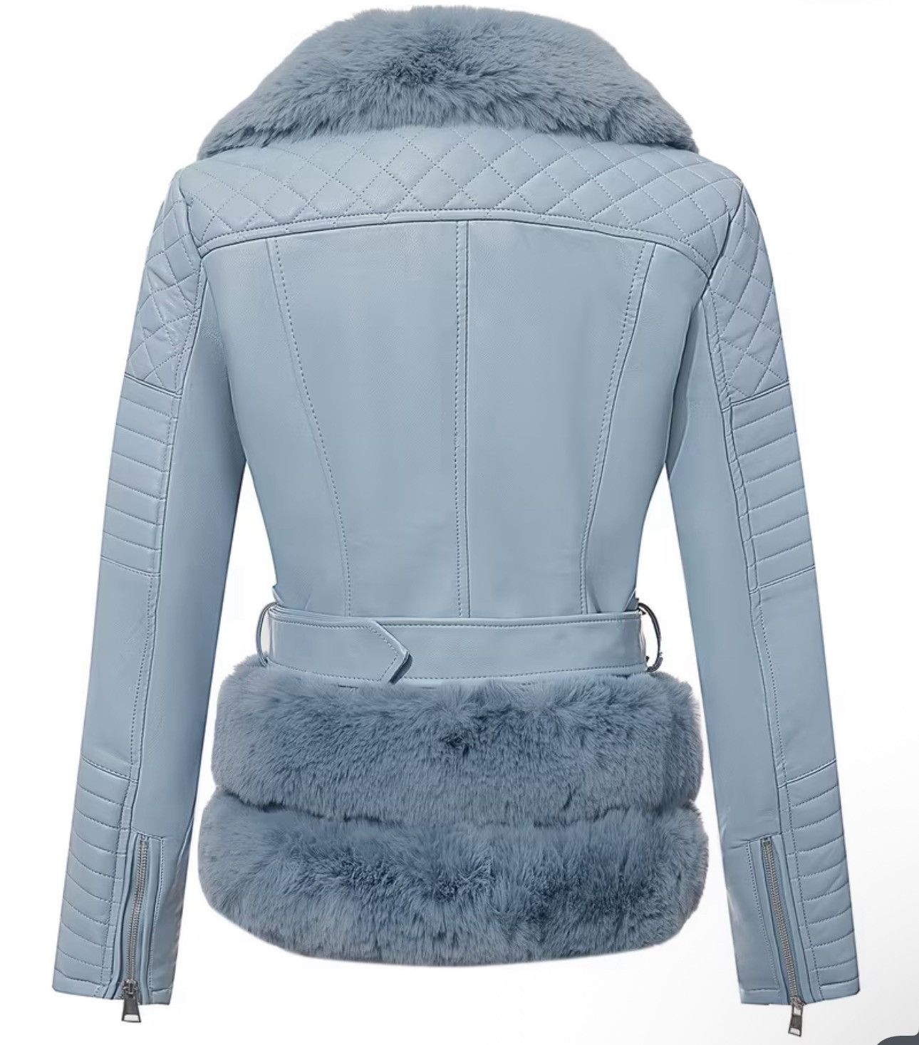 Shein Light Blue Faux Leather Jacket Size S / US 4 / IT 40 - 2 Thumbnail
