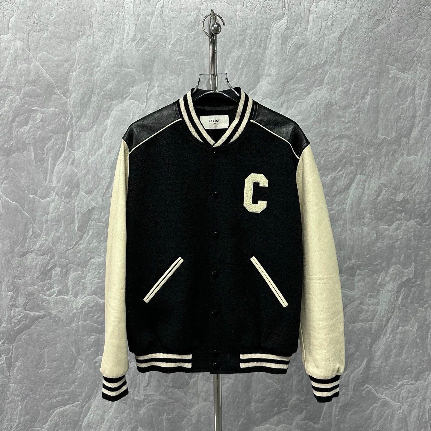 Celine Celine Letter Logo Patchwork Baseball Jacket Size US L / EU 52-54 / 3 - 1 Thumbnail