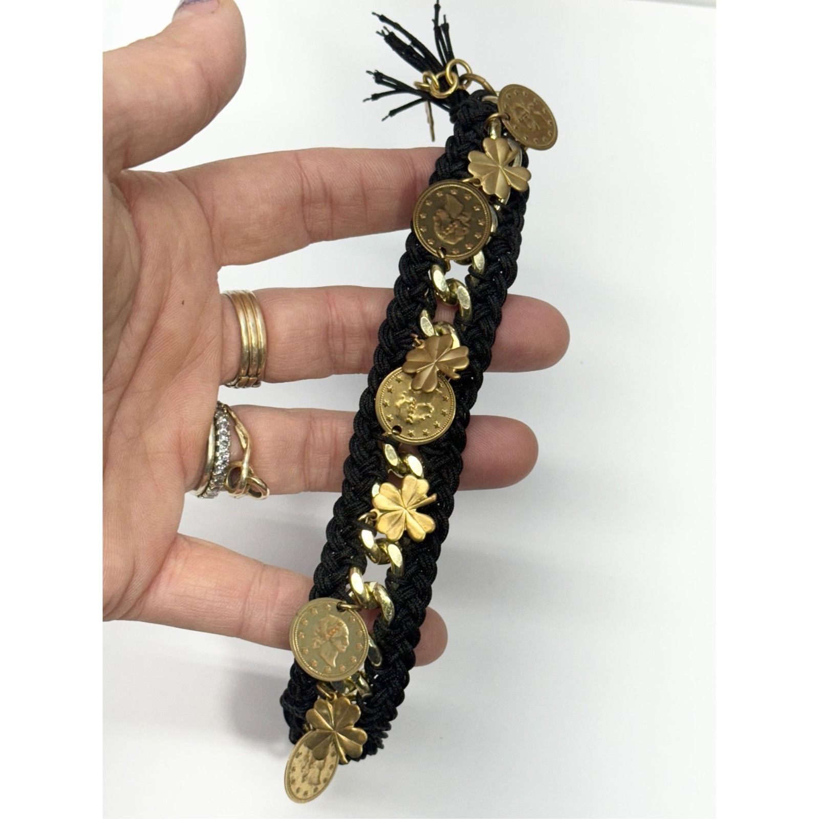 Vintage Vintage braided gold chain charm bracelet Size ONE SIZE - 4 Thumbnail