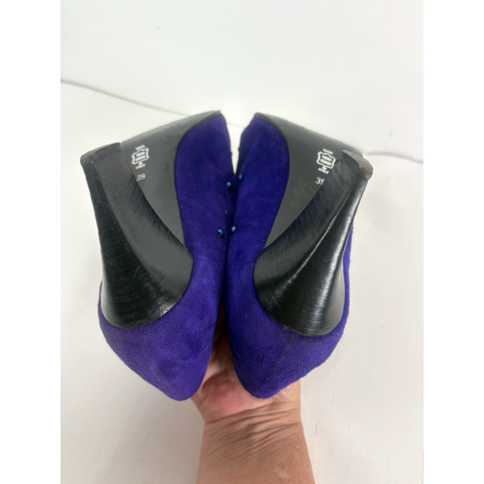 Kenneth Cole KENNETH COLE Block Heel Pumps Womens Size 8 Purple Suede Slip On High Heel 80s Retro Size US 8 / IT 38 - 6 Thumbnail