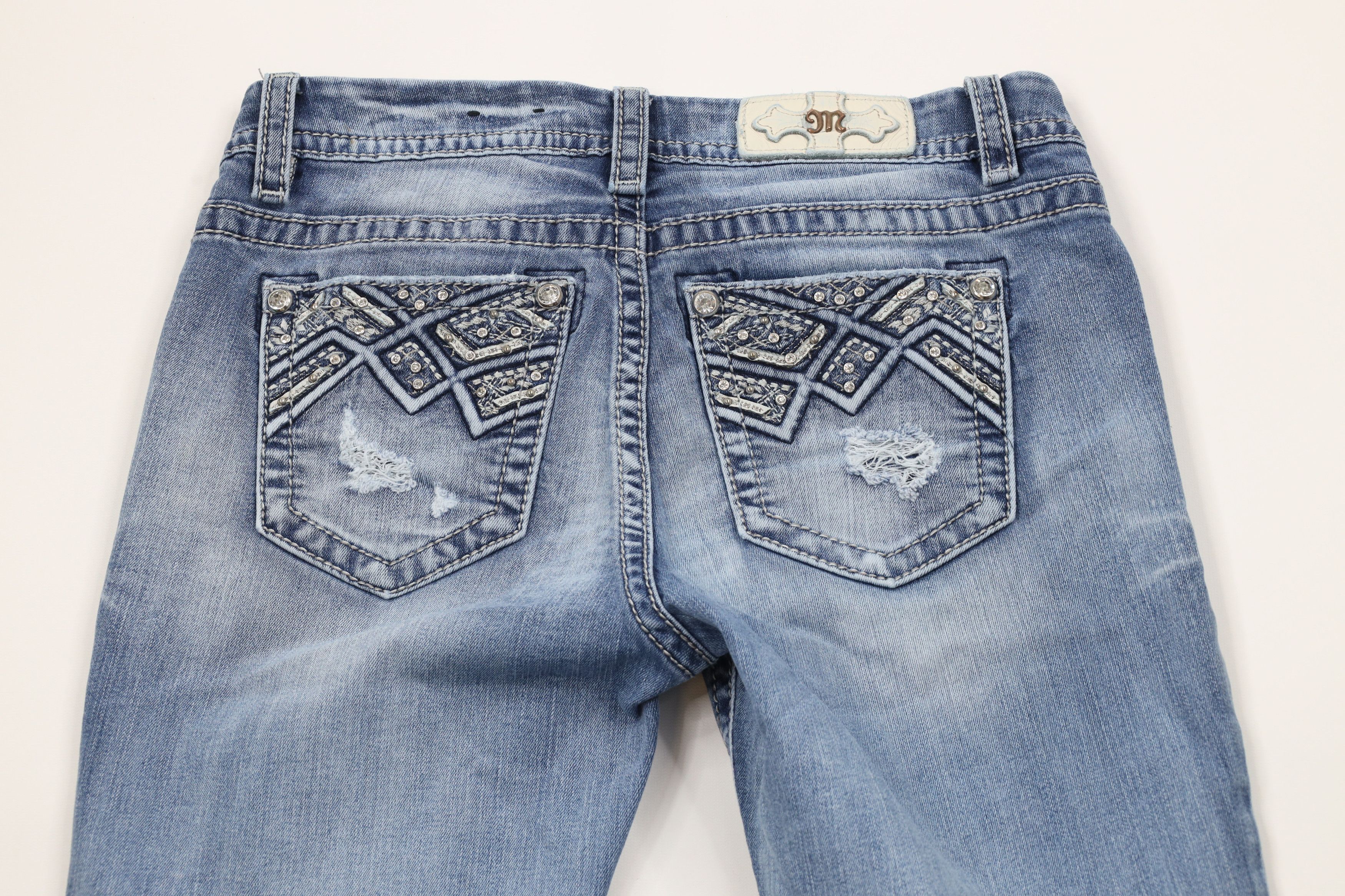 Miss Me × Vintage Miss Me Bling Mid Rise Easy Skinny Leg Denim Jeans Blue Size 27" / US 4 / IT 40 - 10 Thumbnail