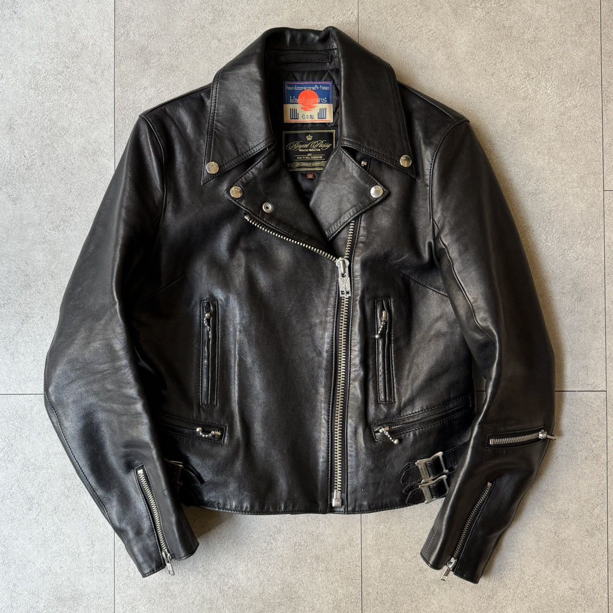 Black means Royal Pussy Double Riders Leather Jacket