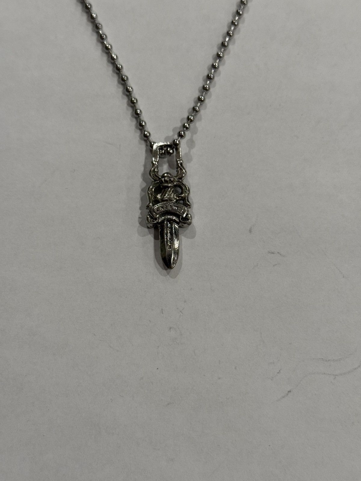 Chrome Hearts Chrome Hearts Rhodium Dagger Pendant Ball Chain Necklace 925 Size ONE SIZE - 1 Thumbnail