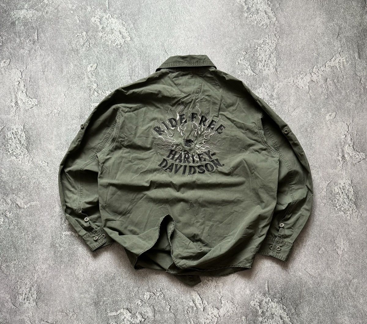 Harley Davidson × Vintage Harley Davidson XL logo ride free shirt button up long sleev Size US XL / EU 56 / 4 - 2 Thumbnail