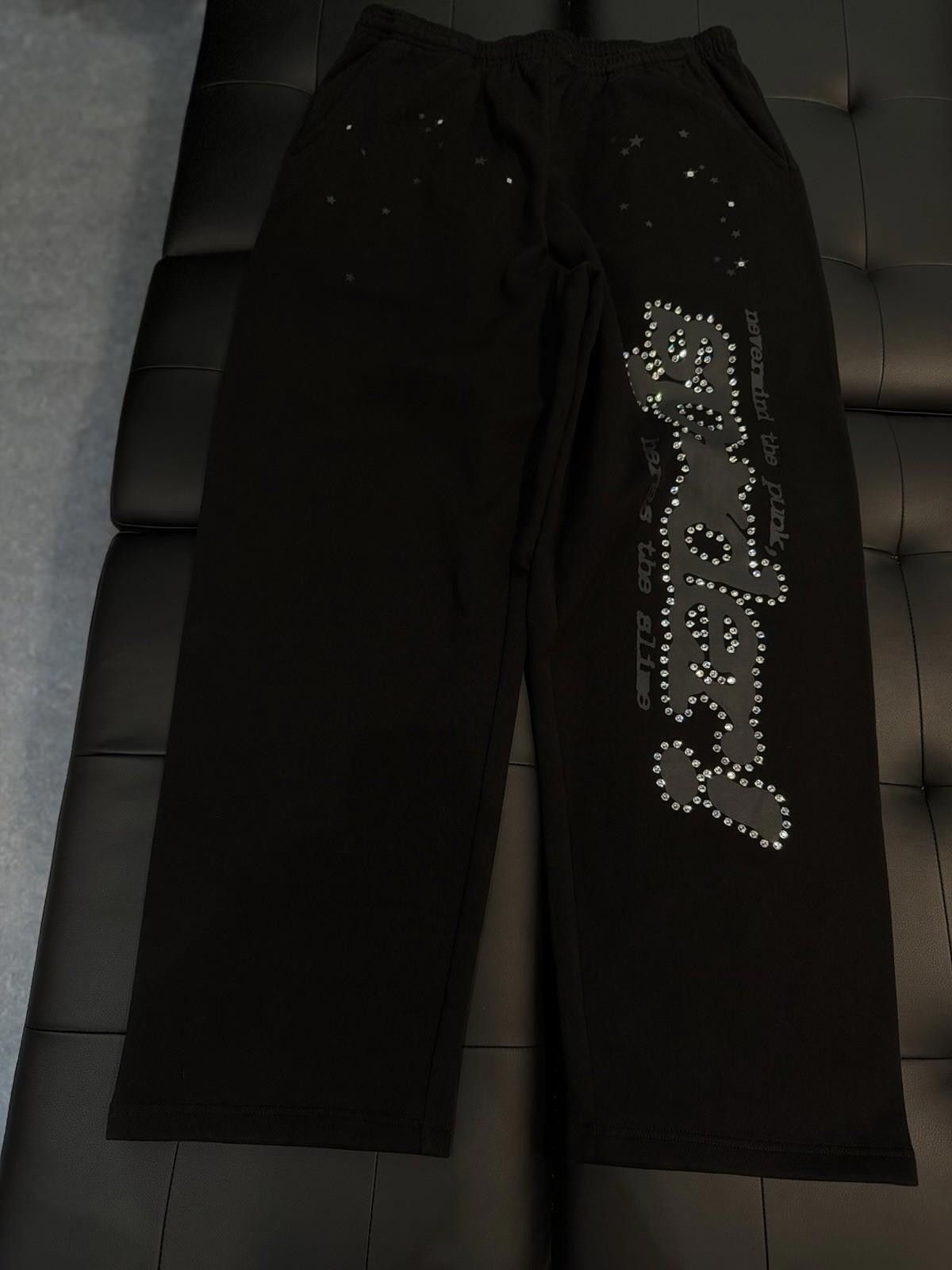 Sp5der Size Xl Sp5der Worldwide Black VVS Stone Sweatpants Spider Size US 36 / EU 52 - 2 Thumbnail