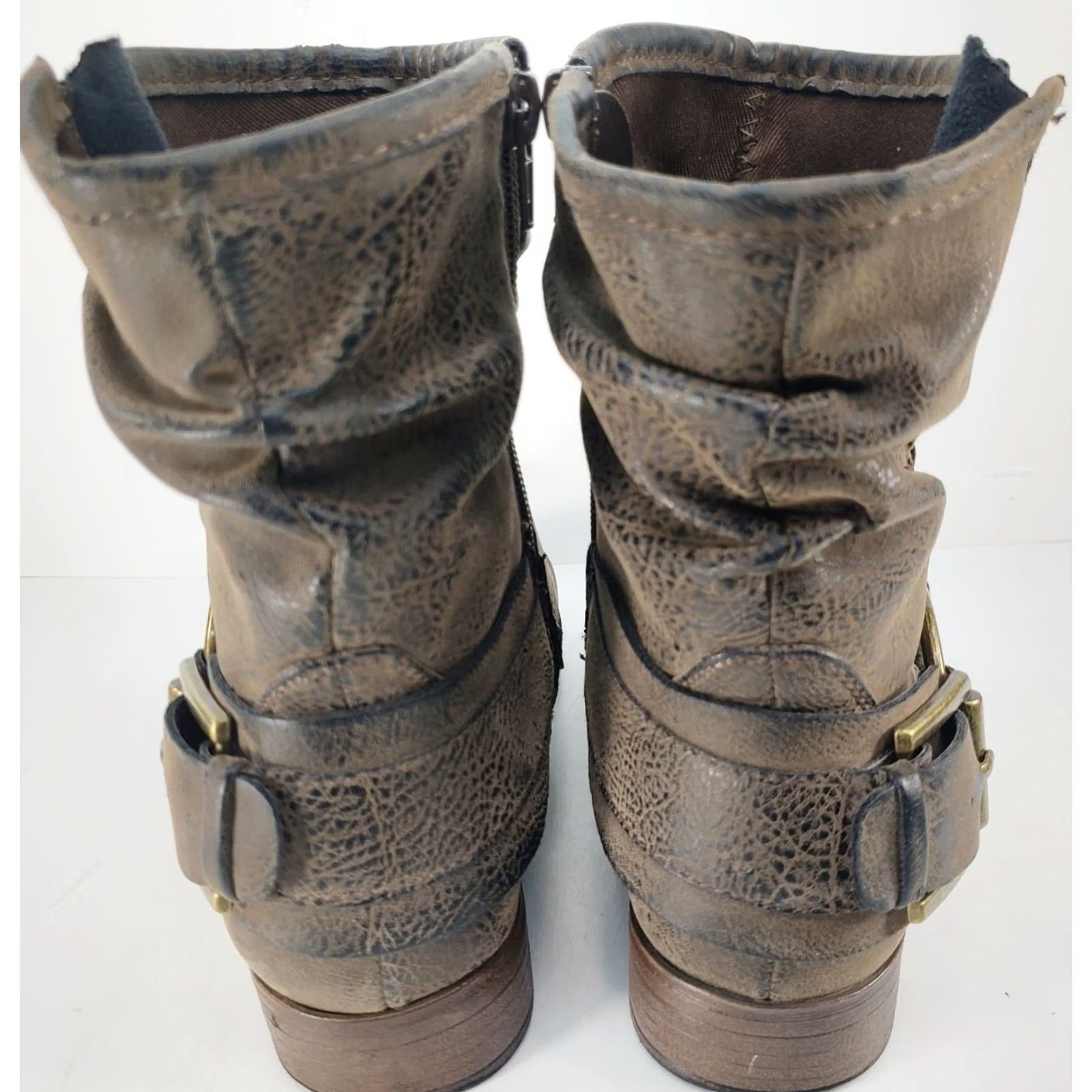 Vintage Crown Vintage Beauty Harness Slouch Boots - Womens Size 7.5M Brown - Distressed Bootie - Strap and - Size US 8 / IT 38 - 6 Thumbnail