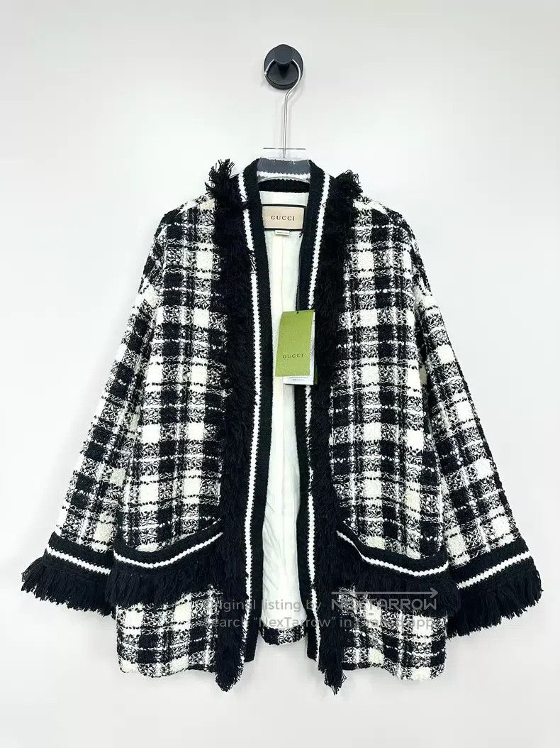 Gucci Gucci Black and white tweed plaid tassel jacket Size XS / US 0-2 / IT 36-38 - 1 Thumbnail