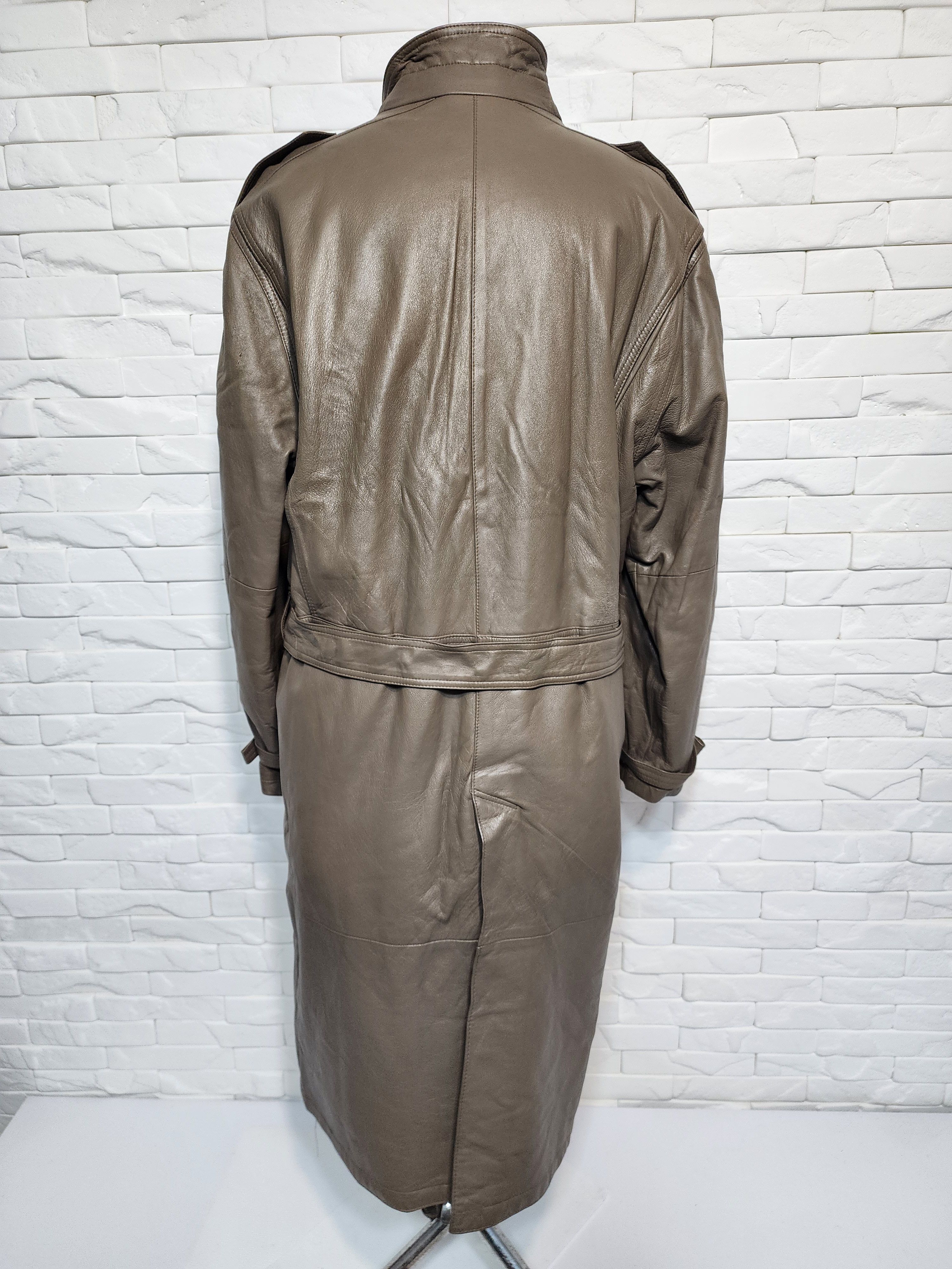 Designer Gray Genuine Leather Men's Coat with Belt Size US XXL / EU 58 / 5 - 4 Thumbnail