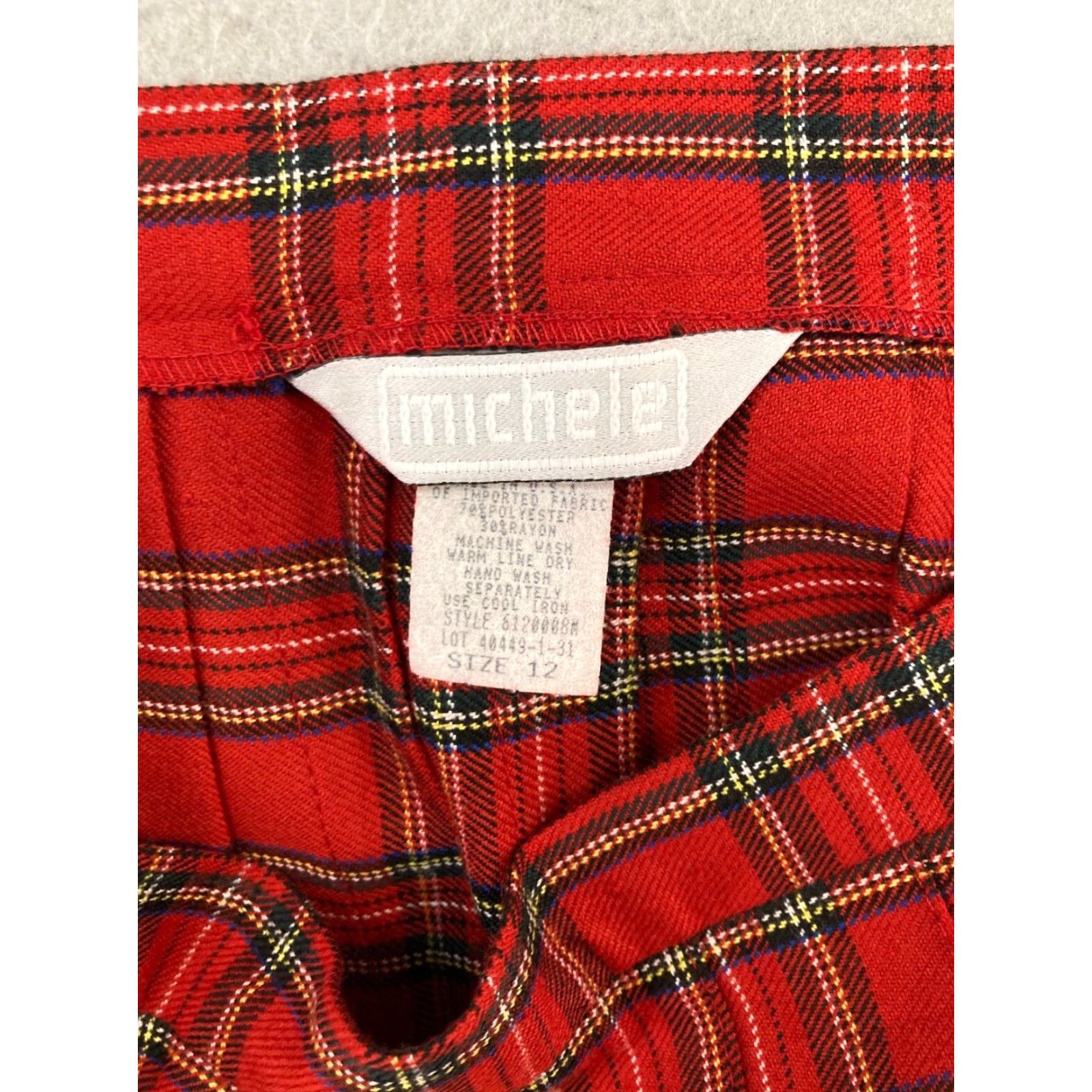 Vintage VINTAGE MICHELE Skirt Womens 12 Red Plaid Midi Pleated 90s Preppy Size 34" / US 12 / IT 48 - 6 Thumbnail