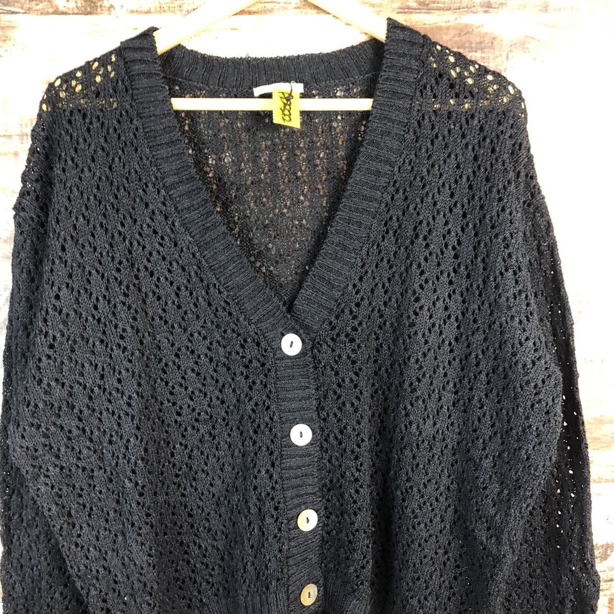 Comme Ca Ism Comme ca Du Mode Black crochet Cardigan Knitwear #A2322 Size US L / EU 52-54 / 3 - 5 Thumbnail
