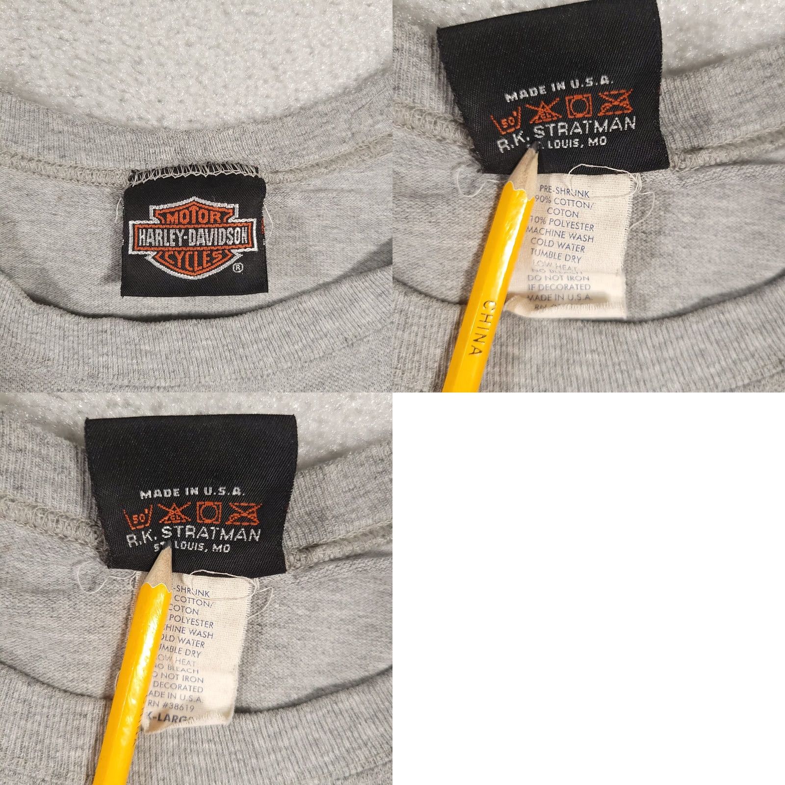 Harley Davidson VINTAGE Harley-Davidson USA Made Flag T Shirt Mens XL Heavy Knit Motorcycle Grunge Shirt Mens XL Black/Gray Size US XL / EU 56 / 4 - 11 Thumbnail