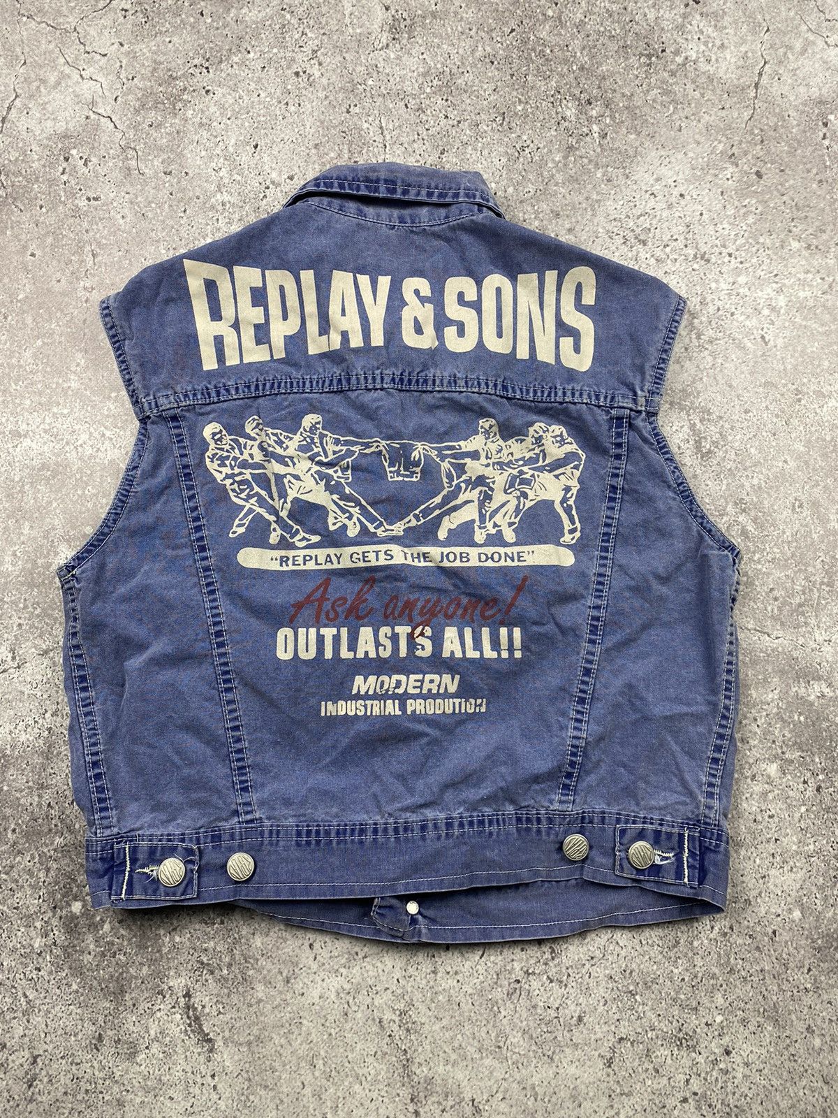 Designer × Vintage Replay & sons made in Italy vest big logo luxury Size XS / US 0-2 / IT 36-38 - 1 Thumbnail