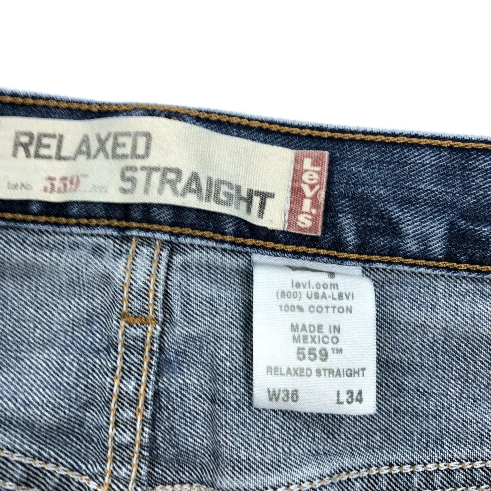 Levi's Levi's 559 Jeans Straight 36x34 Medium Wash Denim Distress Fade 5-Pocket Men Regular Zip Button"} Size US 36 / EU 52 - 3 Thumbnail