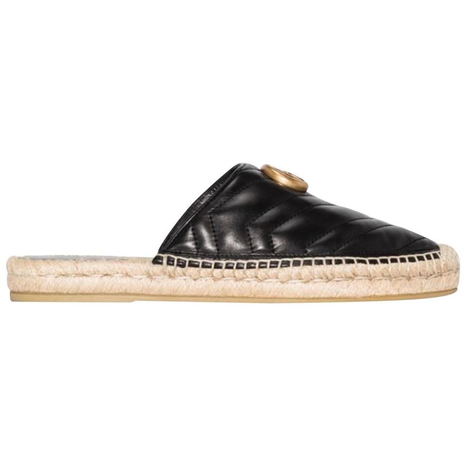 Gucci Pilar Marmont GG logo quilted espadrilles mules slippers Size US 7 / IT 37 - 1 Thumbnail