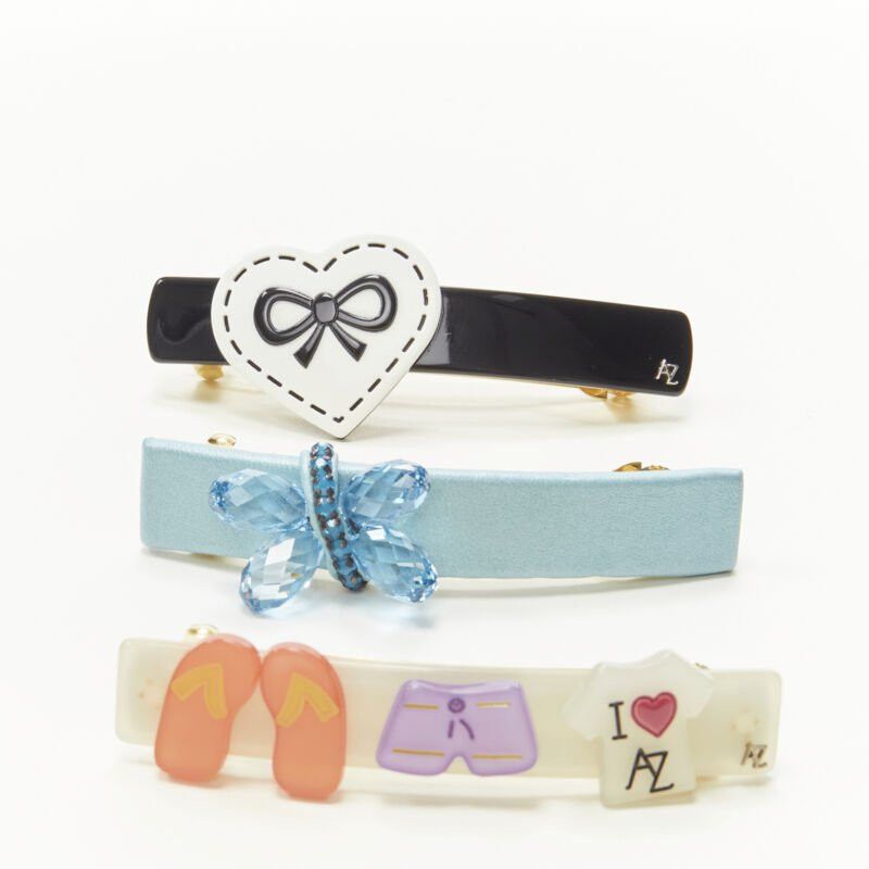 Other ALEXANDER ZOUARI LOT OF 3 mixed acrylic blue butterfly heart bow hair clip Size ONE SIZE - 1 Thumbnail