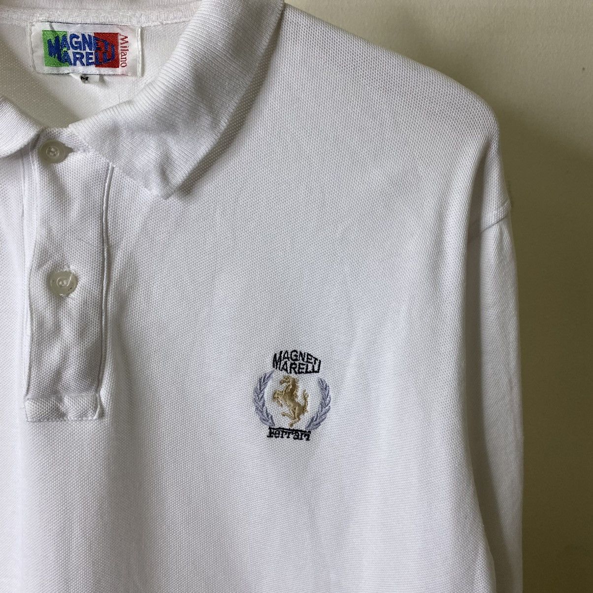 Ferrari Vintage 1990s Ferrari Magneti Marelli Polo LS T Shirt Size US M / EU 48-50 / 2 - 2 Thumbnail