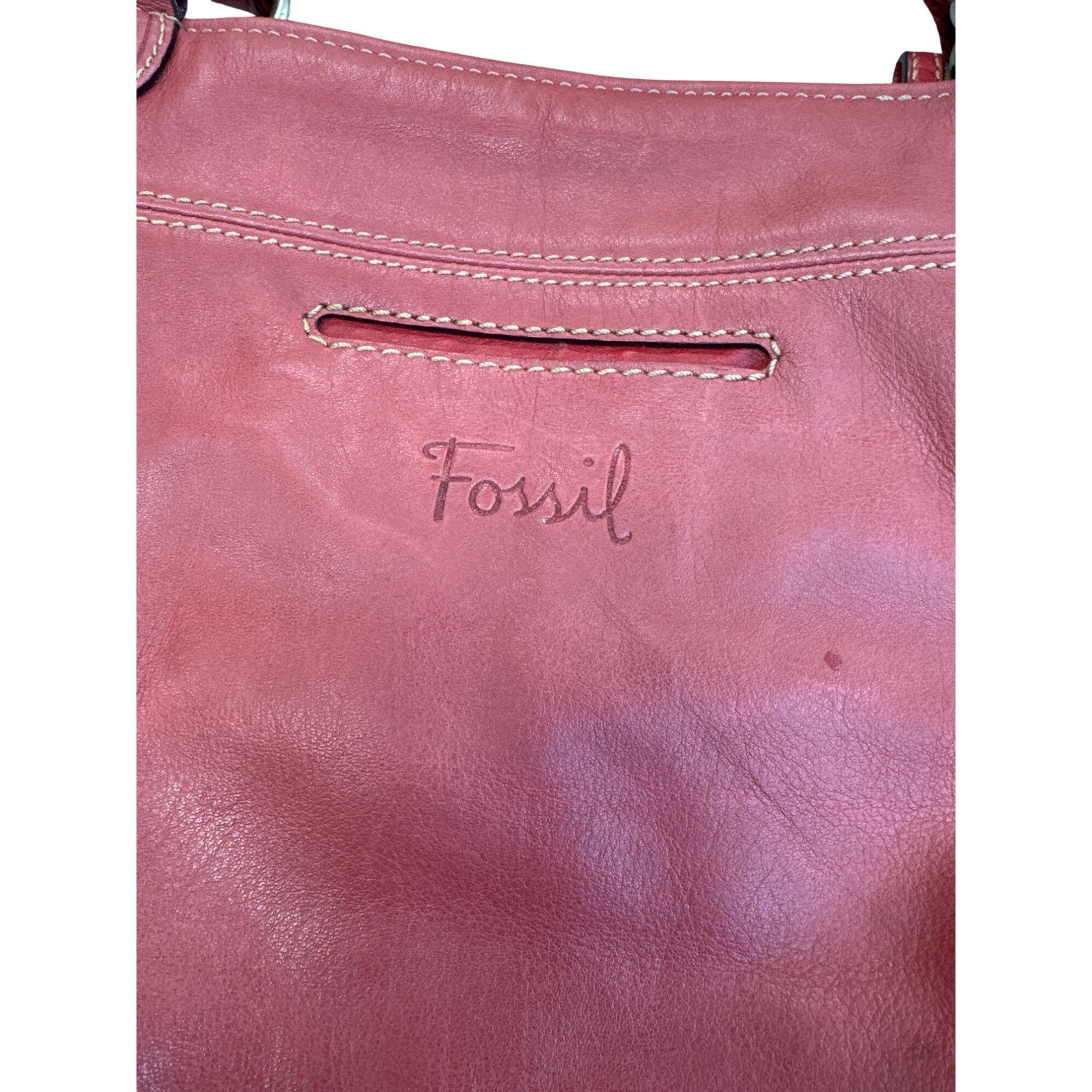 Fossil Fossil Vintage Womans Red Leather Handbag Clutch With Dual H Size ONE SIZE - 2 Thumbnail