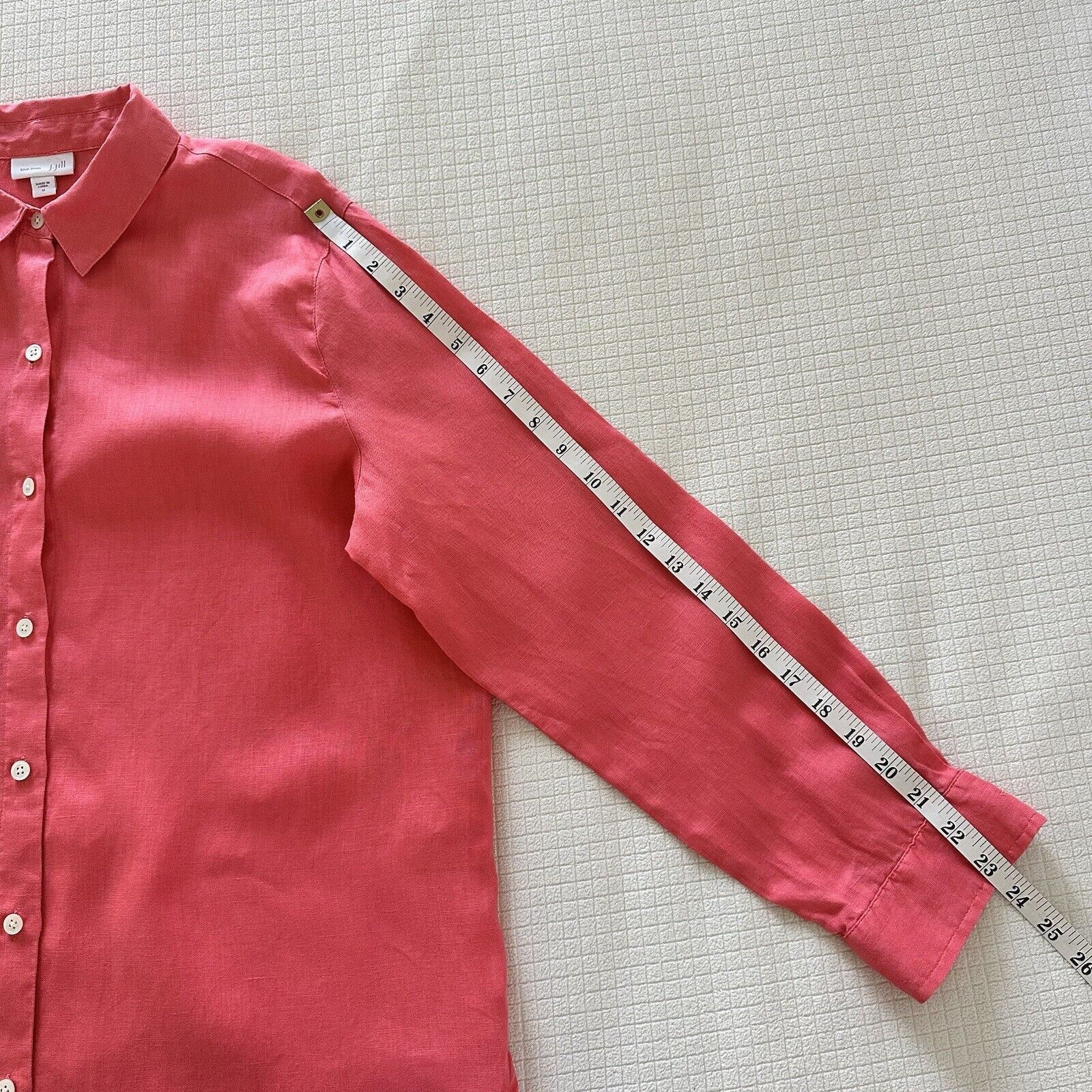 J. Jill J.Jill Women Linen Essential Shirt Button Down Coral Size M Size M / US 6-8 / IT 42-44 - 13 Thumbnail