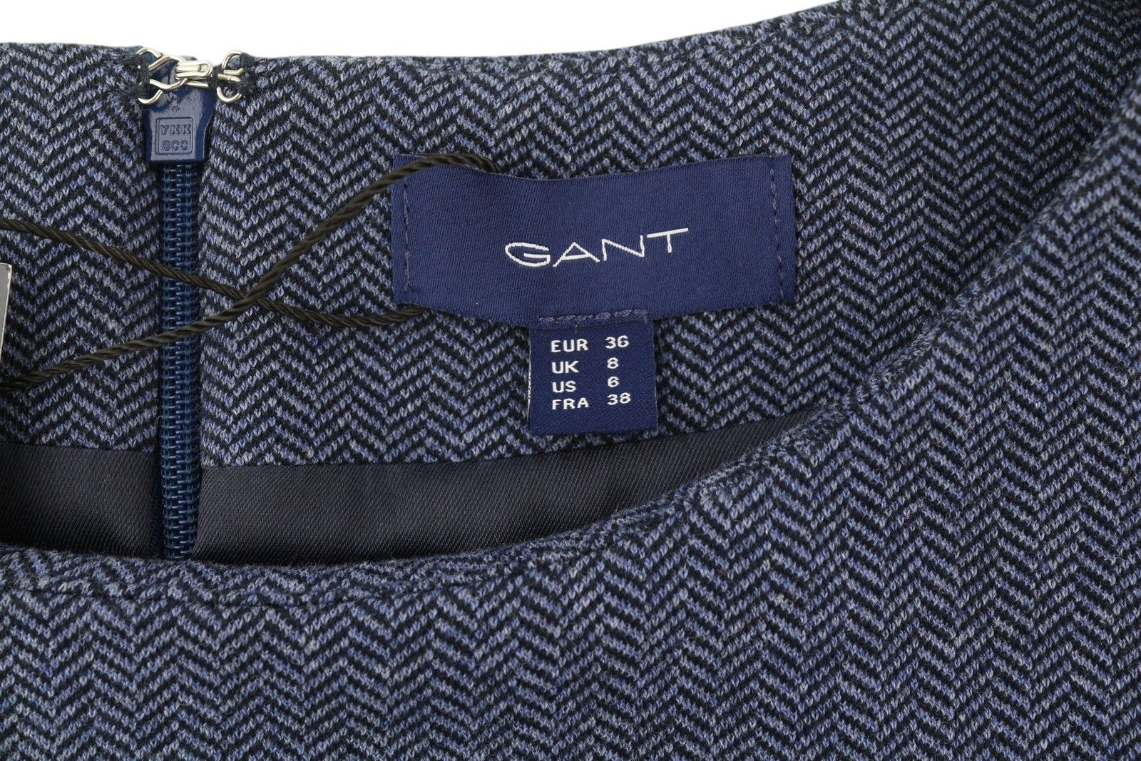 Gant HERRINGBONE JERSE EU36 Blue Round Neck Dress 85195 Size S / US 4 / IT 40 - 6 Thumbnail