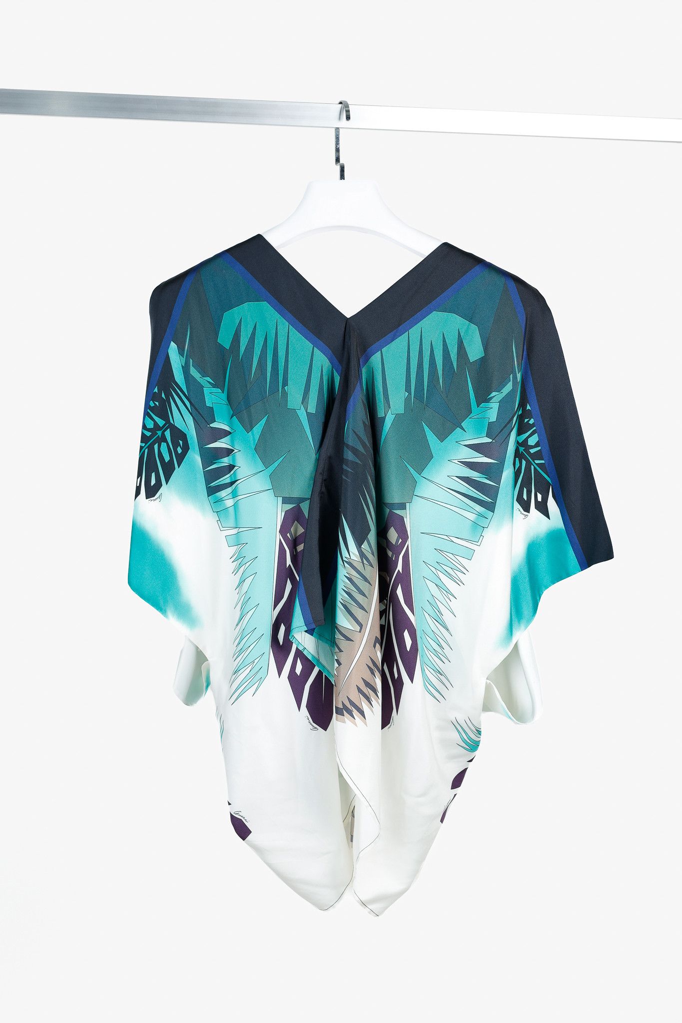 Gucci Gucci SS/09 Runway Teal Geometric Silk Scarf Top Size XS / US 0-2 / IT 36-38 - 2 Thumbnail