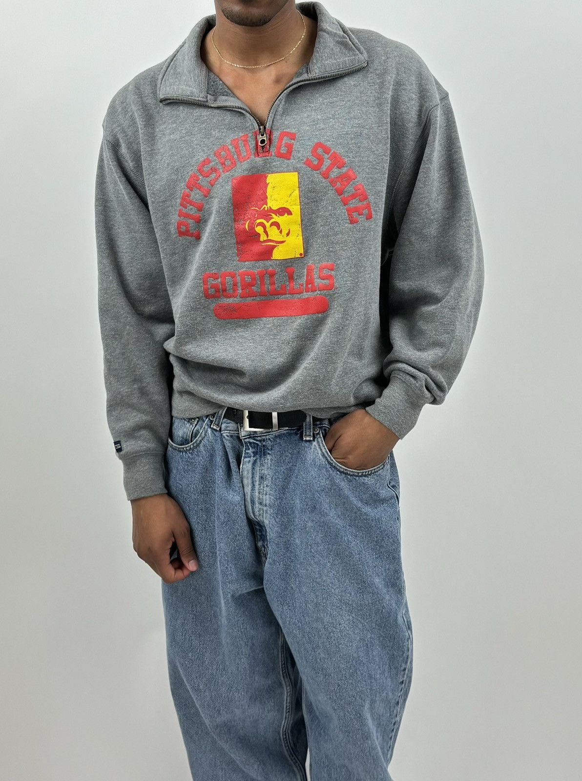 Jansport × Vintage vintage Y2K PITTSBURGH STATE Spellout 1/4 Zip-up pullover Size US L / EU 52-54 / 3 - 4 Thumbnail