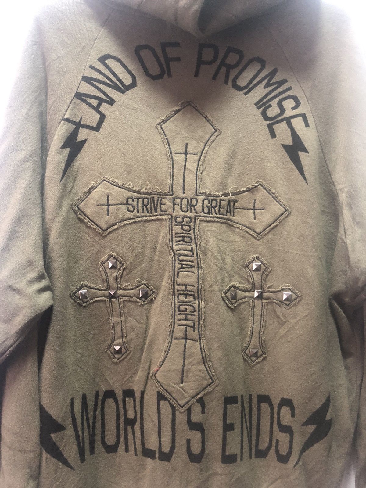 If Six Was Nine × Japanese Brand × Seditionaries GHOST OF HARLEM Hoodie Punk Studded Big Cross Heart Size US L / EU 52-54 / 3 - 6 Thumbnail