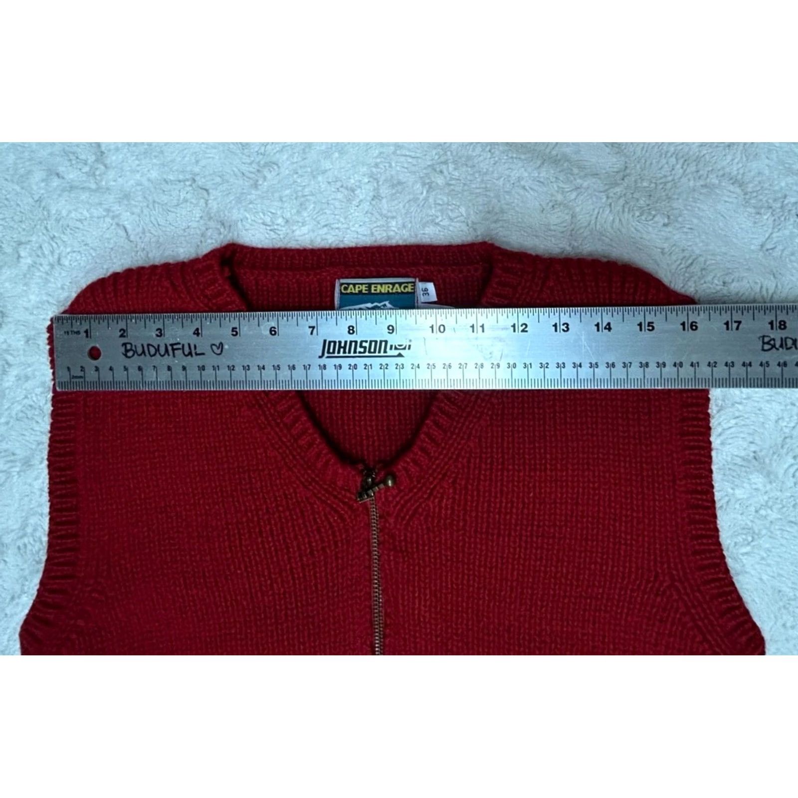 Vintage Cape Enrage Womens Zip Front 100% Wool Knit Vest Red Pockets Sleeveless V-Neck 36 Cap Sleeve Knit Vest Casual Mens Womens Size XS / US 0-2 / IT 36-38 - 3 Thumbnail