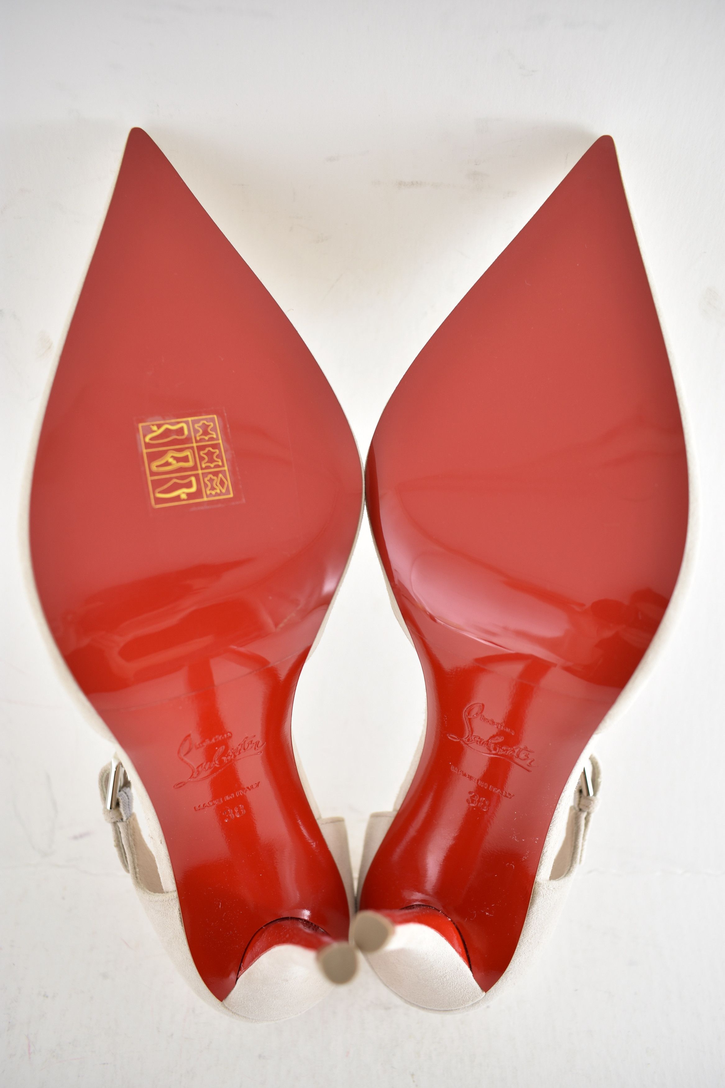 Christian Louboutin Miss Ziggyta 100 Pearl Beige Suede Cross Strap Heel Pump 38 Size US 8 / IT 38 - 22 Thumbnail