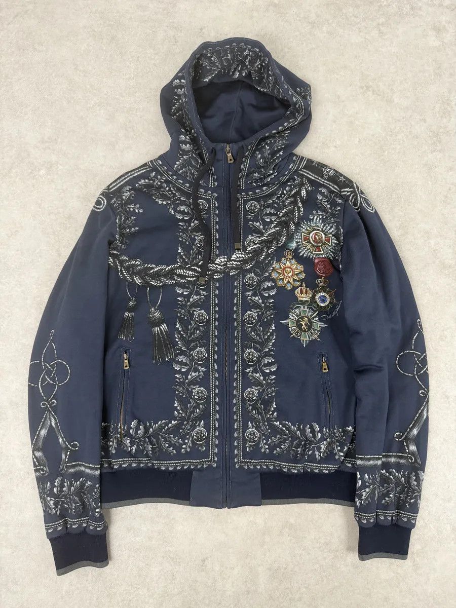 Dolce & Gabbana AW2017 Dolce & Gabbana Military Officer Navy Zip-up Hoodie Size US M / EU 48-50 / 2 - 1 Thumbnail