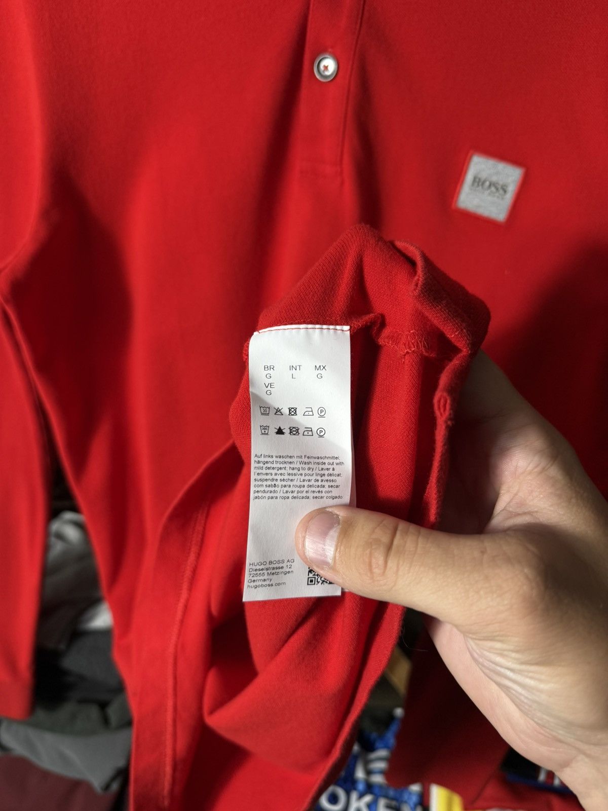 Hugo Boss Hugo Boss Slim Fit Long Sleeve Polo Red Cotton Men’s Size L Size US L / EU 52-54 / 3 - 6 Thumbnail