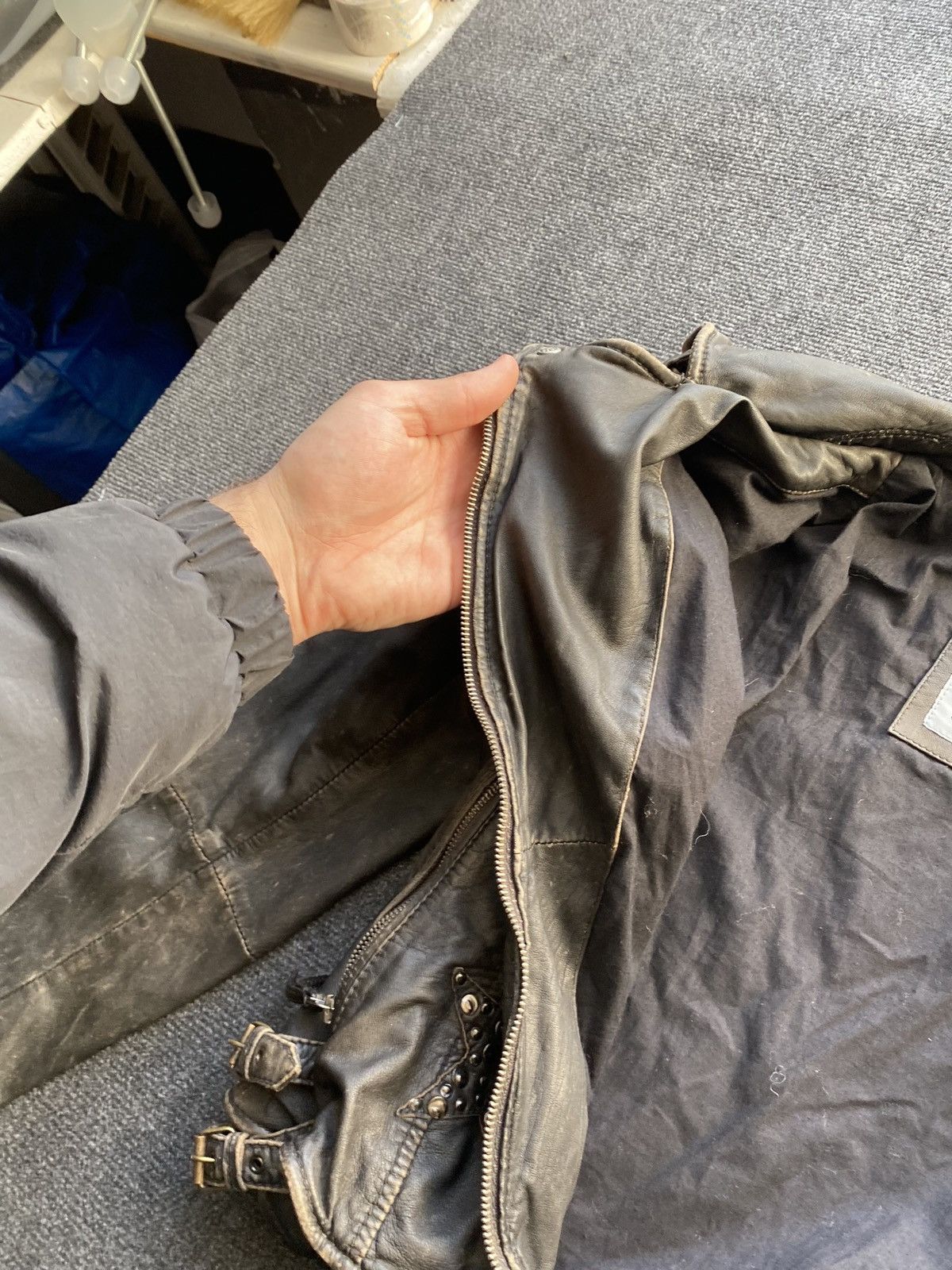 Other 🔥Opium Punk Blue Monkey Gothic Alt Emo Leather Jacket moto Size XL / US 12-14 / IT 48-50 - 10 Thumbnail
