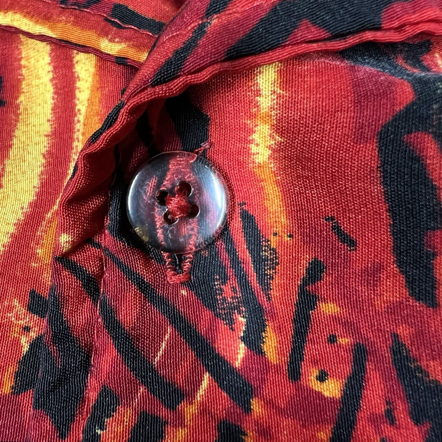 Vintage VINTAGE No Boundaries Button-Up Shirt Mens Large L Graphic Fire Flames Retro Knit? Size US L / EU 52-54 / 3 - 6 Thumbnail