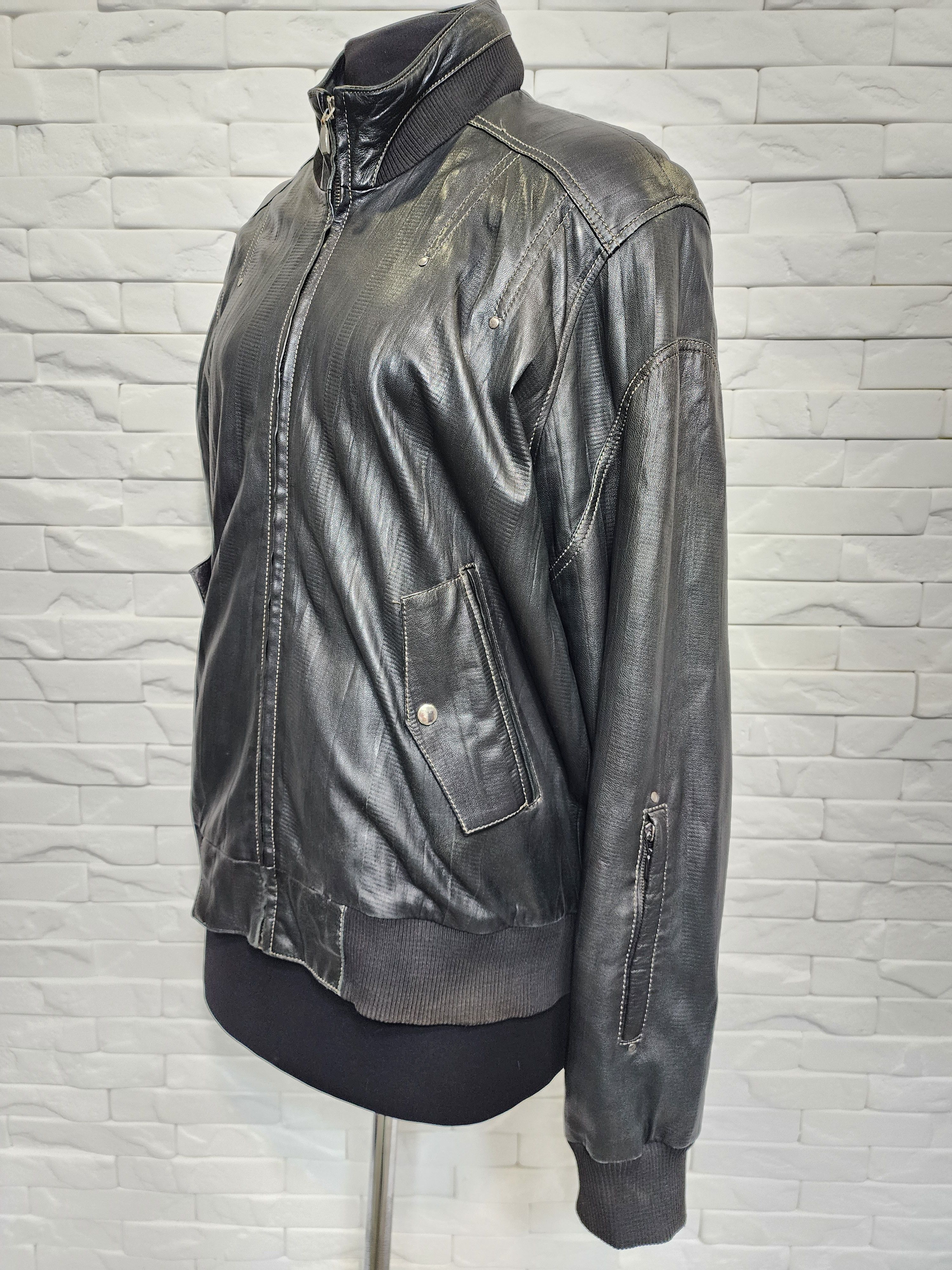 Genuine Leather Black Genuine Leather Jacket: Men's Zippered Sport Style Size US L / EU 52-54 / 3 - 2 Thumbnail